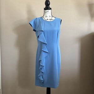 Roz & Ali | Ruffled Blue Sheath Dress